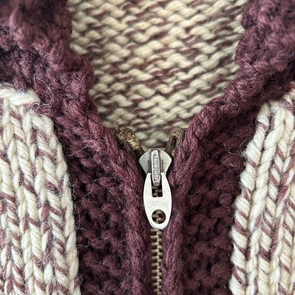 VINTAGE Cowichan Handmade Knit Zip Up Sweater | Large - Picture 2 of 6